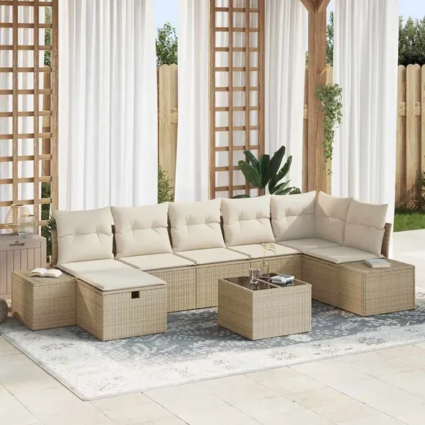 Ensemble de Canapés avec coussin 8 pcs polyrotin