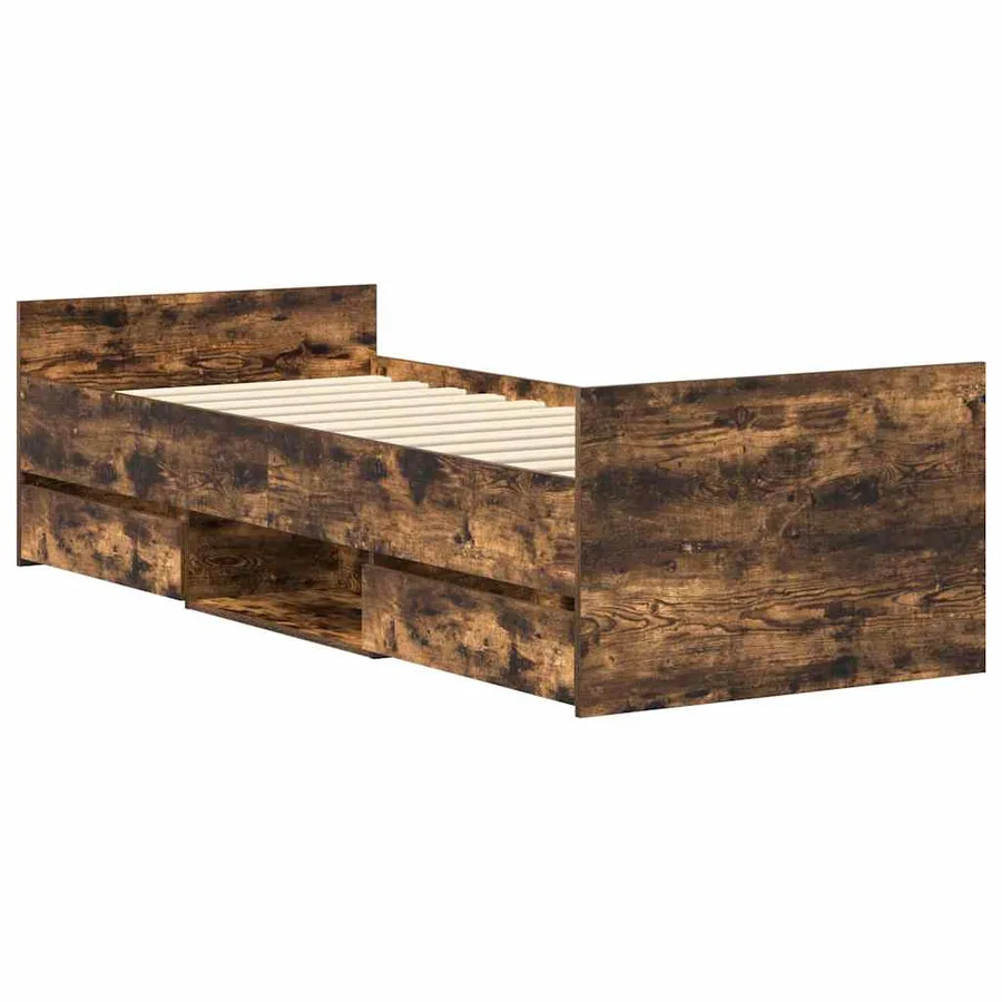 Cadre de lit sans matelas chêne fumé 75x190 cm - 4