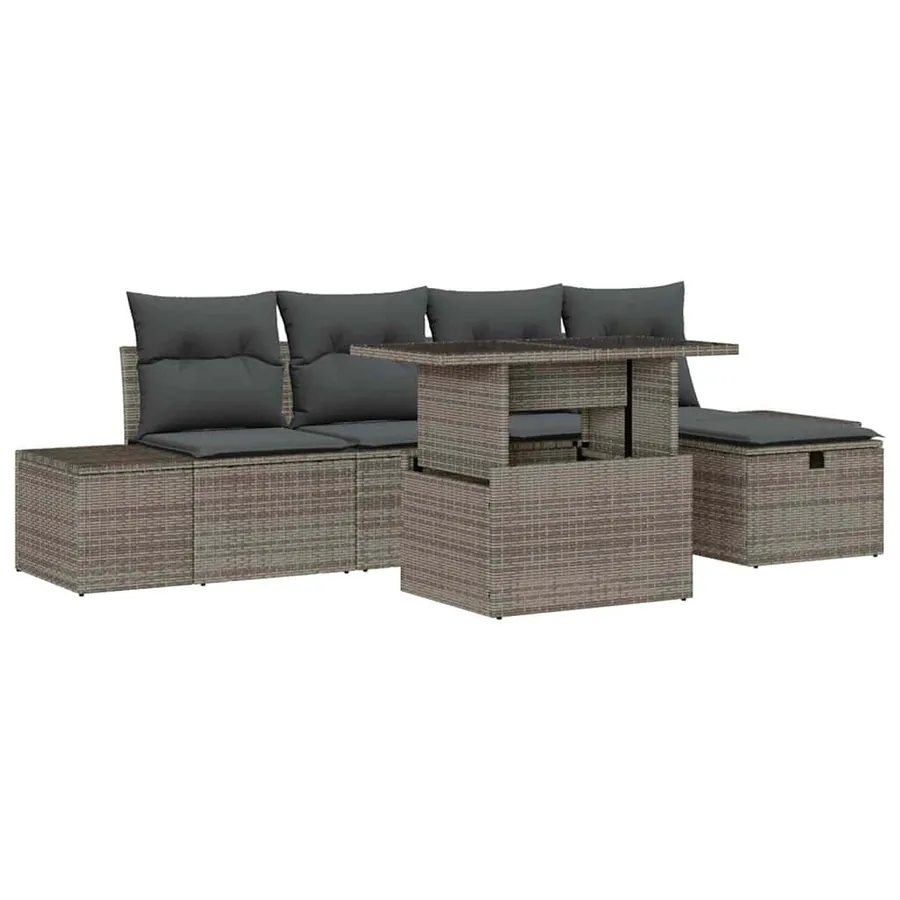 Ensemble de canapé de jardin 6 pcs Gris polyrotin - 2