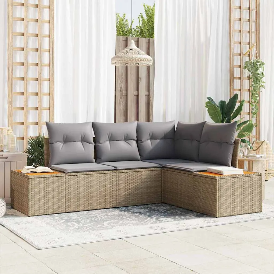 Ensemble de canapé de jardin 5 pcs Gris clair Poly rotin