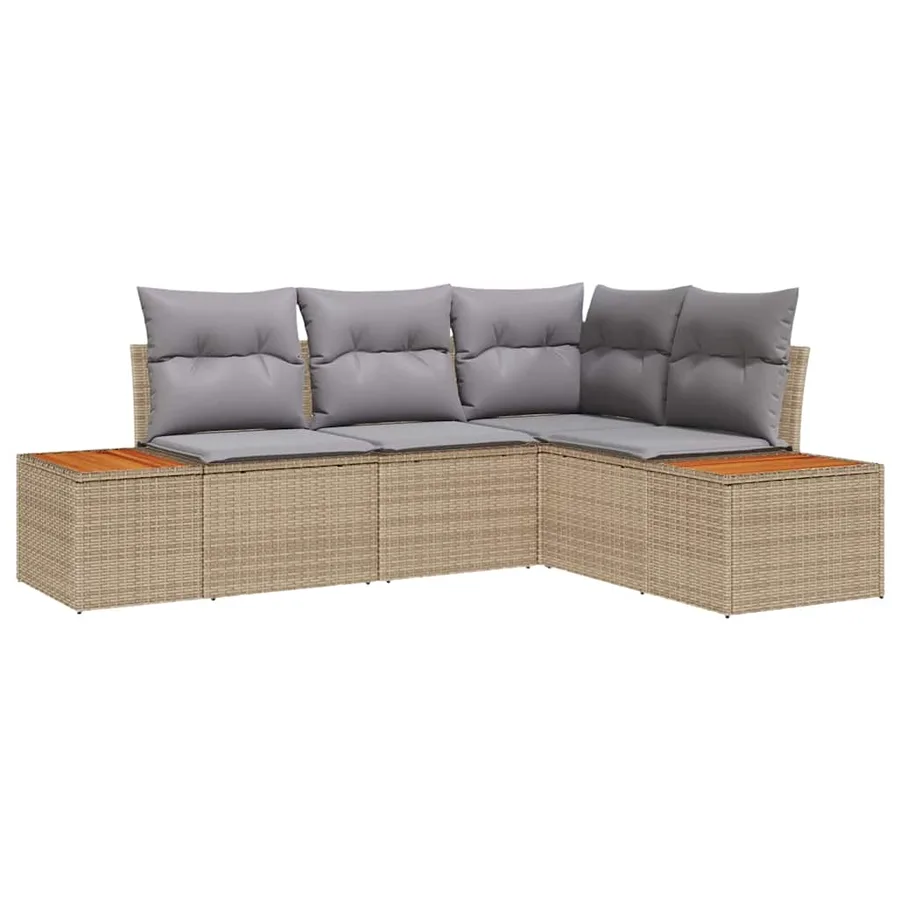 Ensemble de canapé de jardin 5 pcs Gris clair Poly rotin - 2