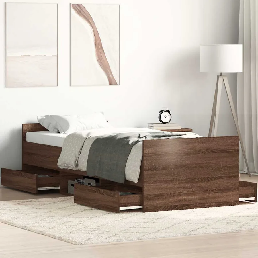 Cadre de lit sans matelas chêne marron 75x190 cm