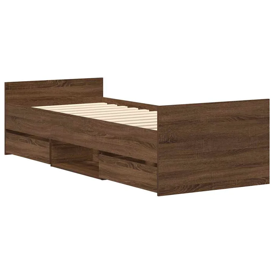 Cadre de lit sans matelas chêne marron 75x190 cm - 4
