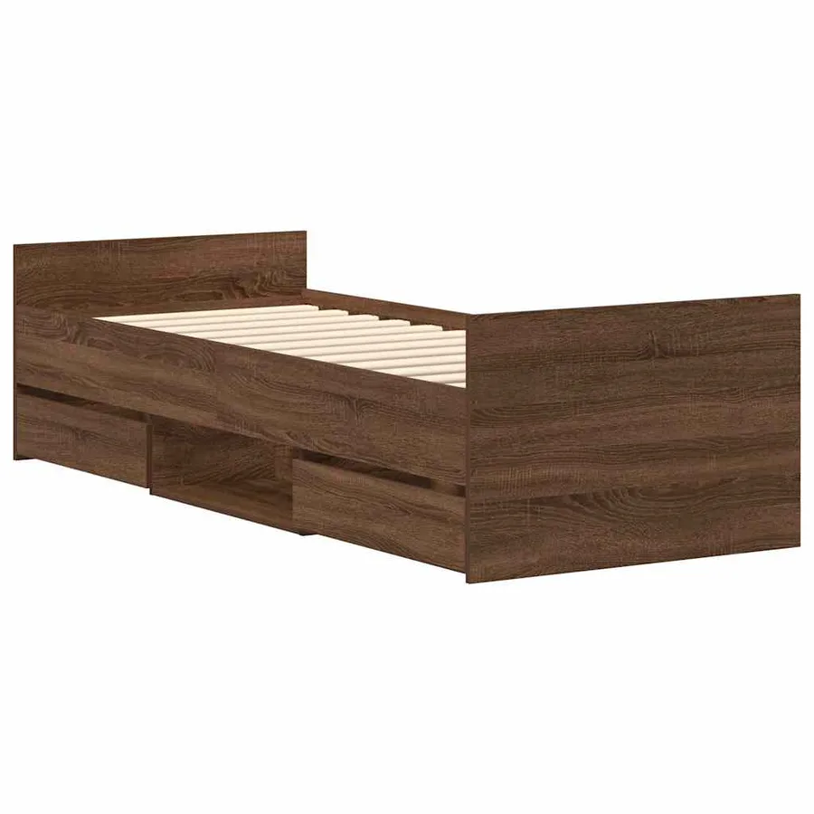 Cadre de lit sans matelas chêne marron 75x190 cm - 8