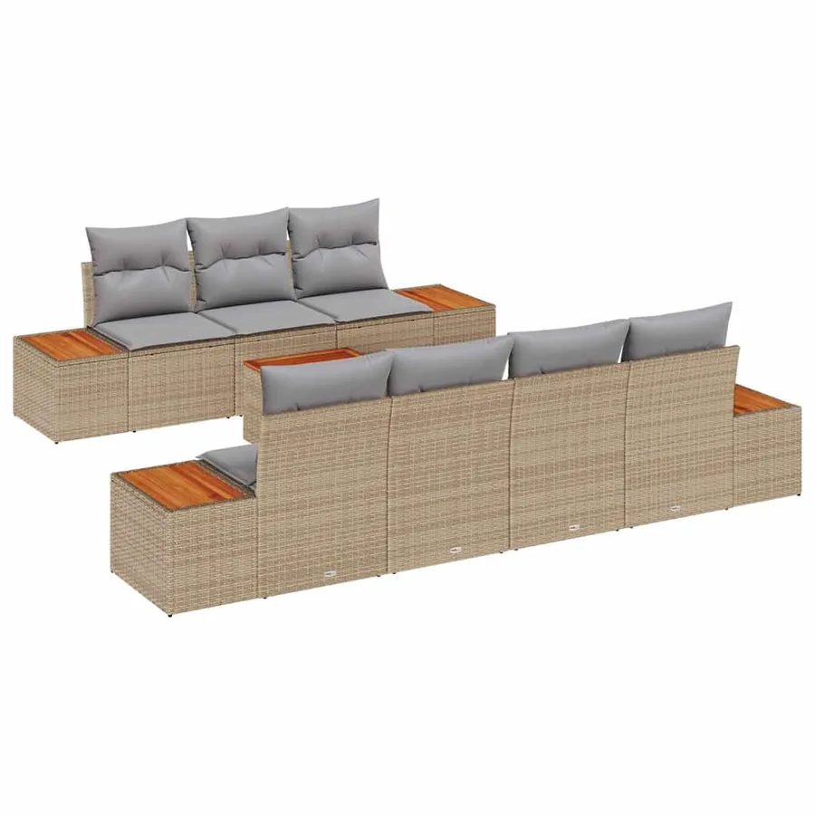 Ensemble de canapé de jardin 8 pcs Beige Poly rotin - 2