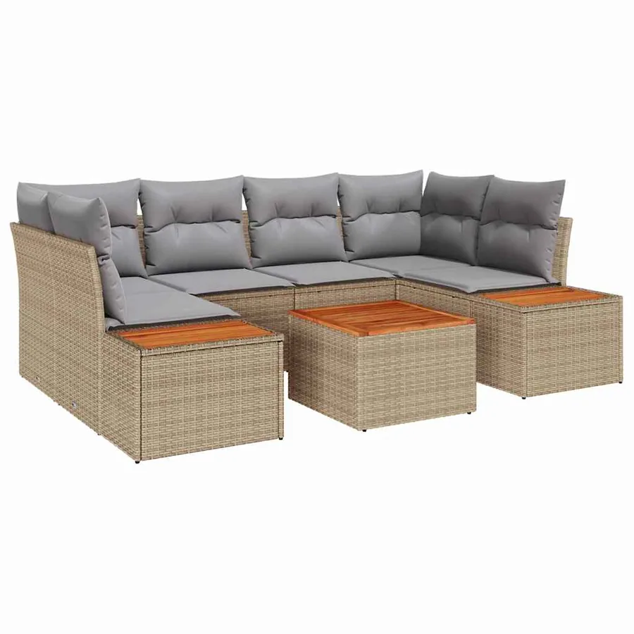 Ensemble de canapé de jardin 6 pcs Beige Poly rotin - 2
