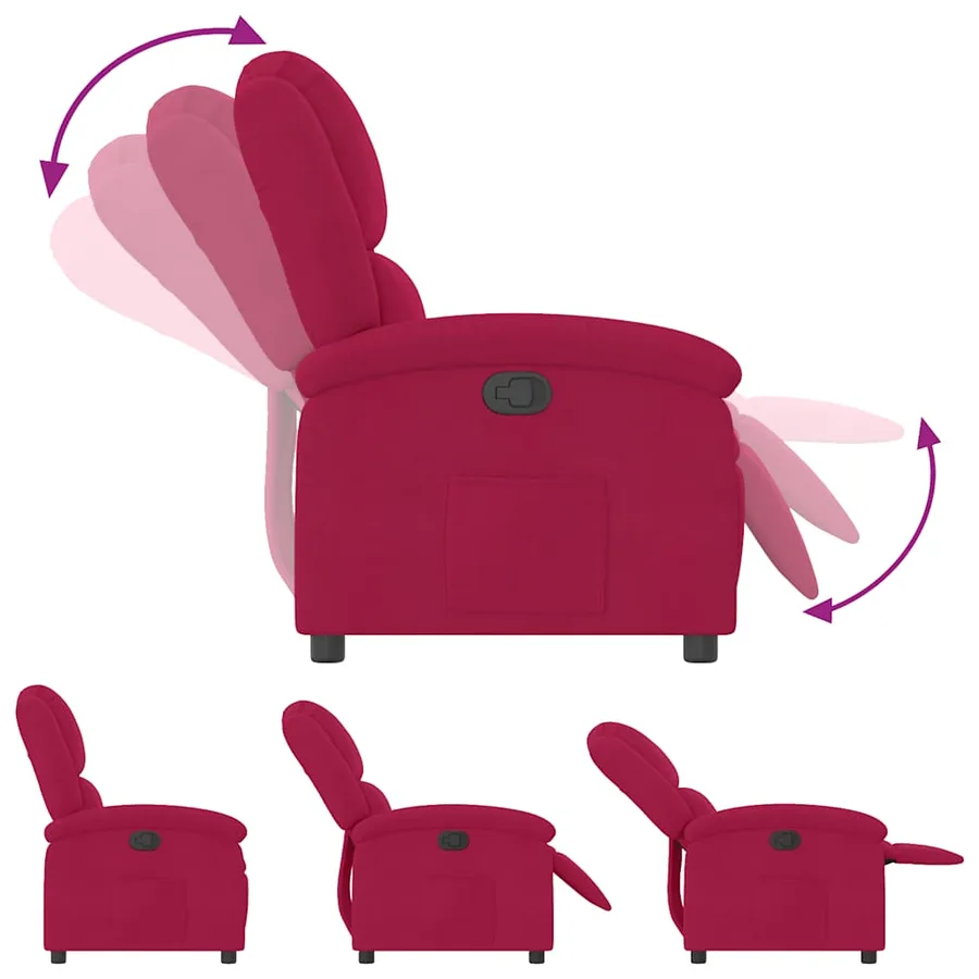 Fauteuil inclinable rouge bordeaux velours - 6