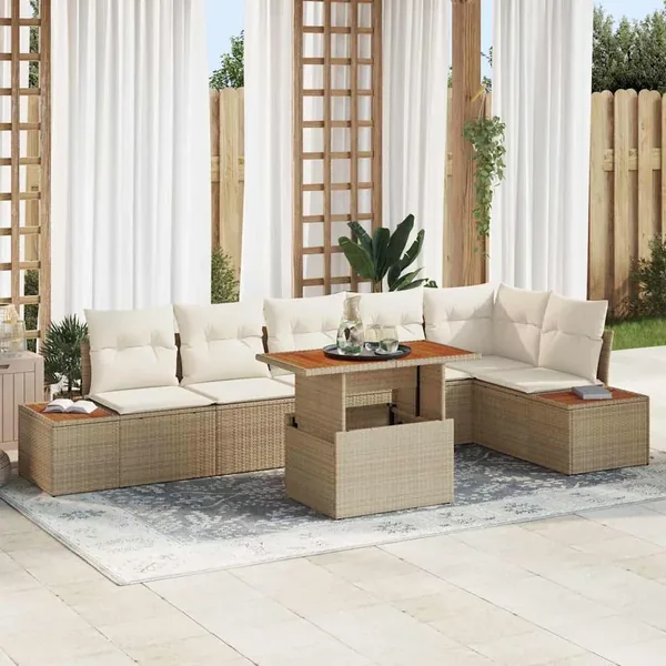 Ensemble de canapé de jardin 7 pc Beige et crème