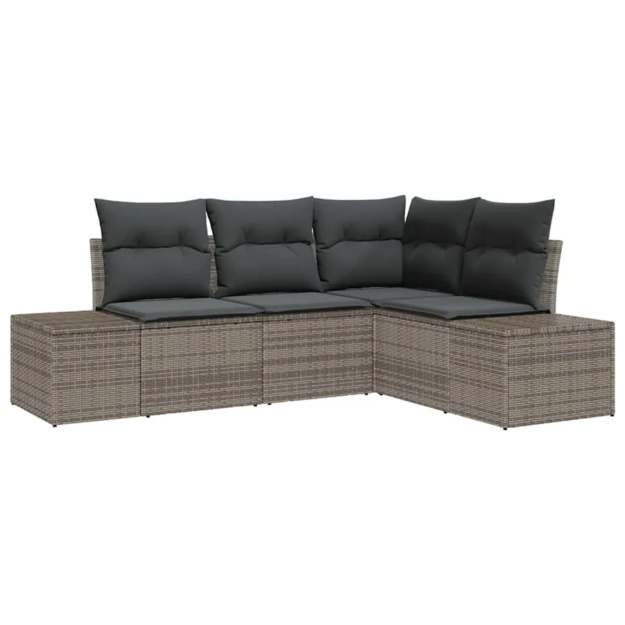 Ensemble de canapé de jardin avec stockage 4 pcs Gris polyrotin - 2