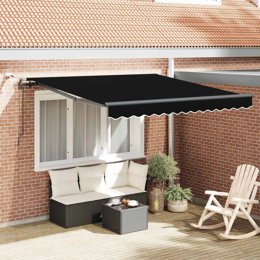 Auvent rétractable Noir 350 x 250 cm Polyester