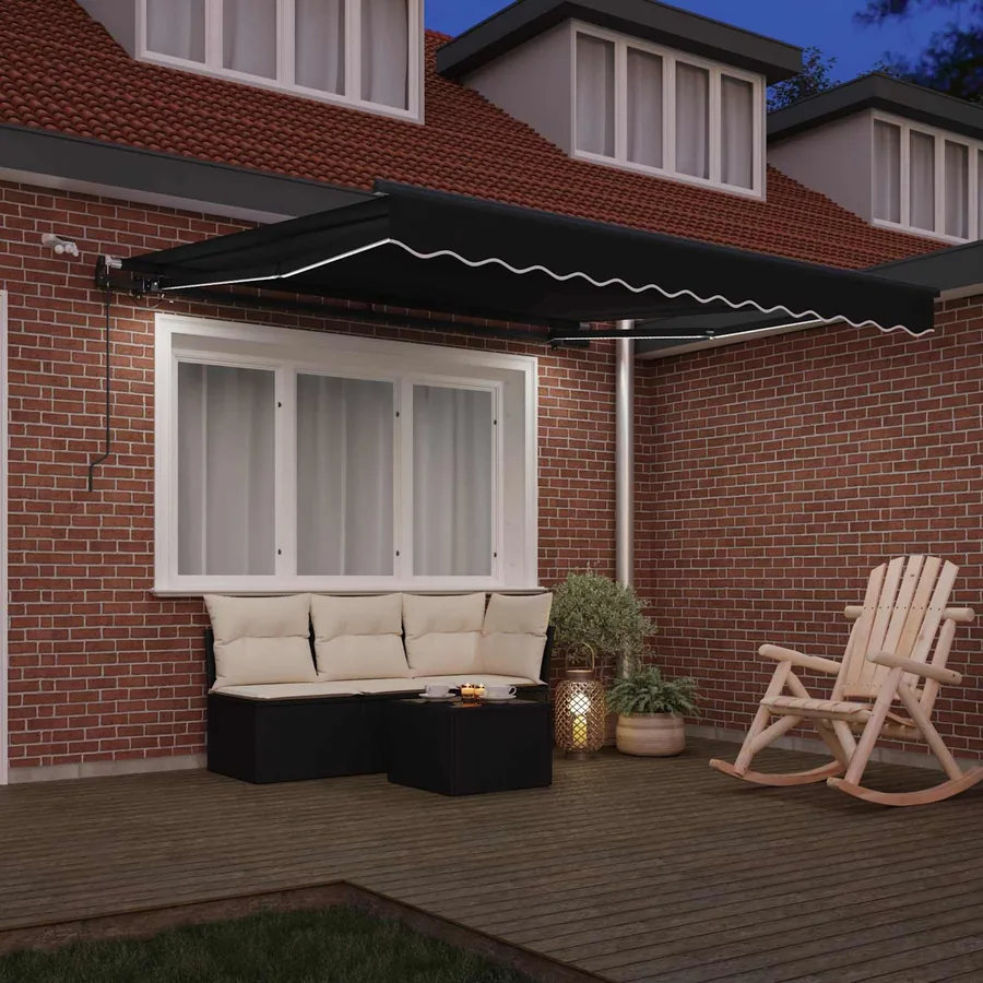 Auvent rétractable Noir 350 x 250 cm Polyester - 3