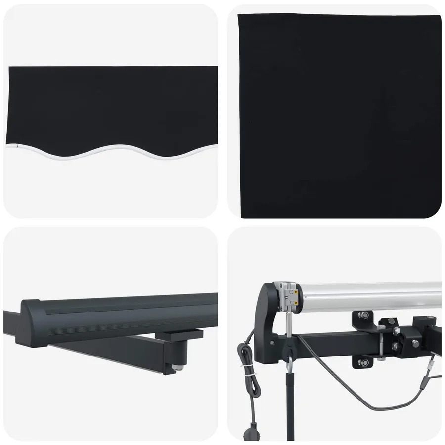 Auvent rétractable Noir 350 x 250 cm Polyester - 8
