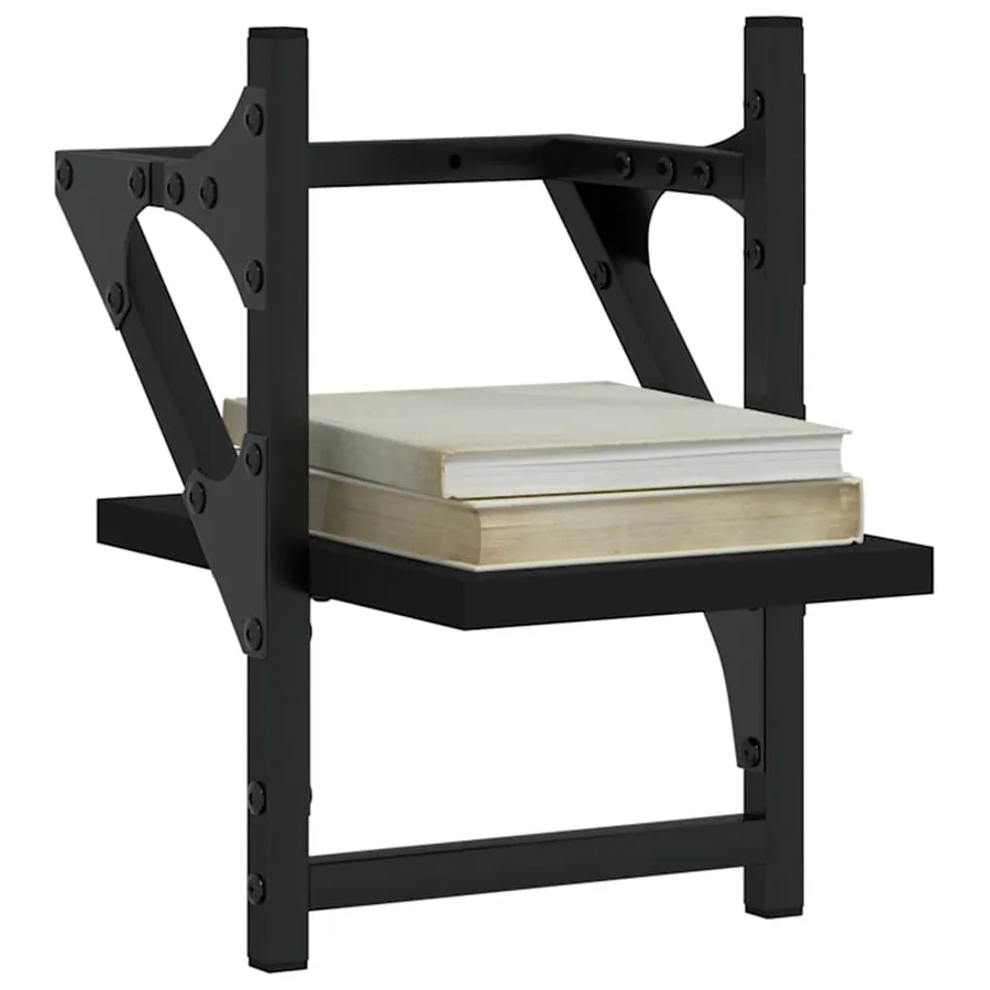 Étagères murales avec barres 2 pcs noir 20x25x30 cm - 3