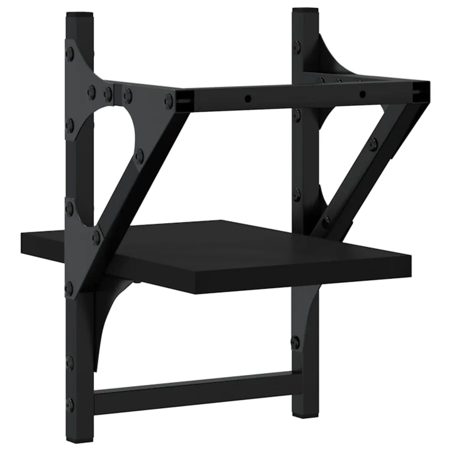 Étagères murales avec barres 2 pcs noir 20x25x30 cm - 7