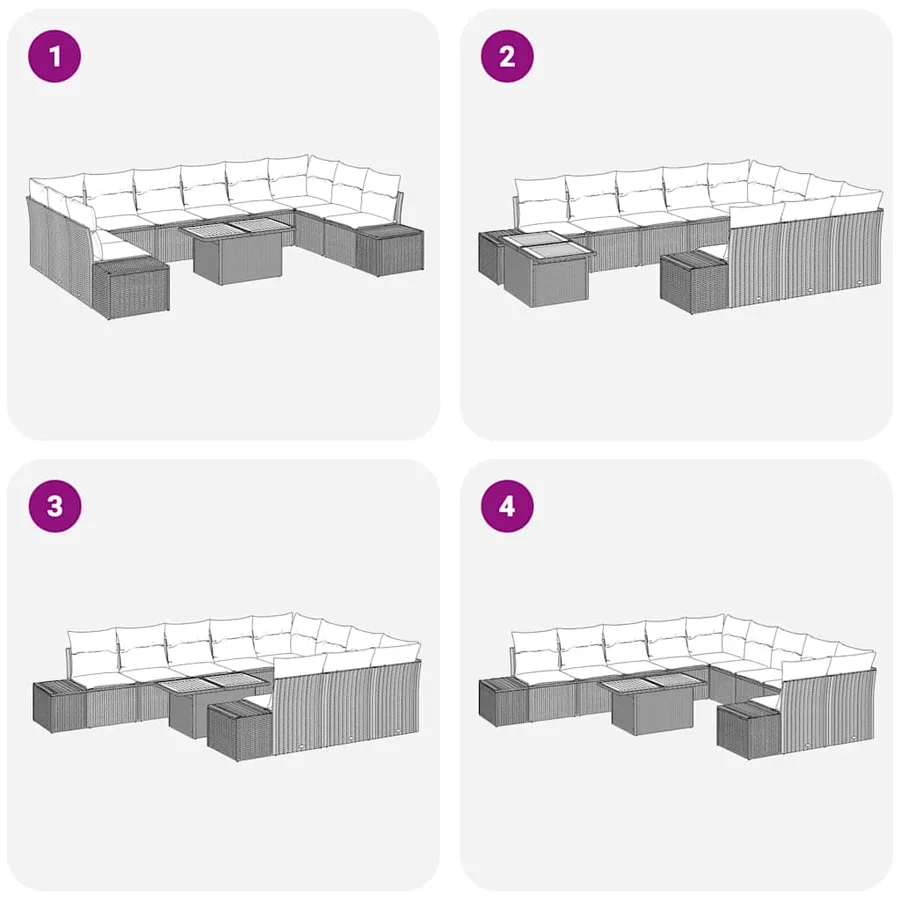 Ensemble de canapé de jardin 11 pcs Beige Poly rotin - 16