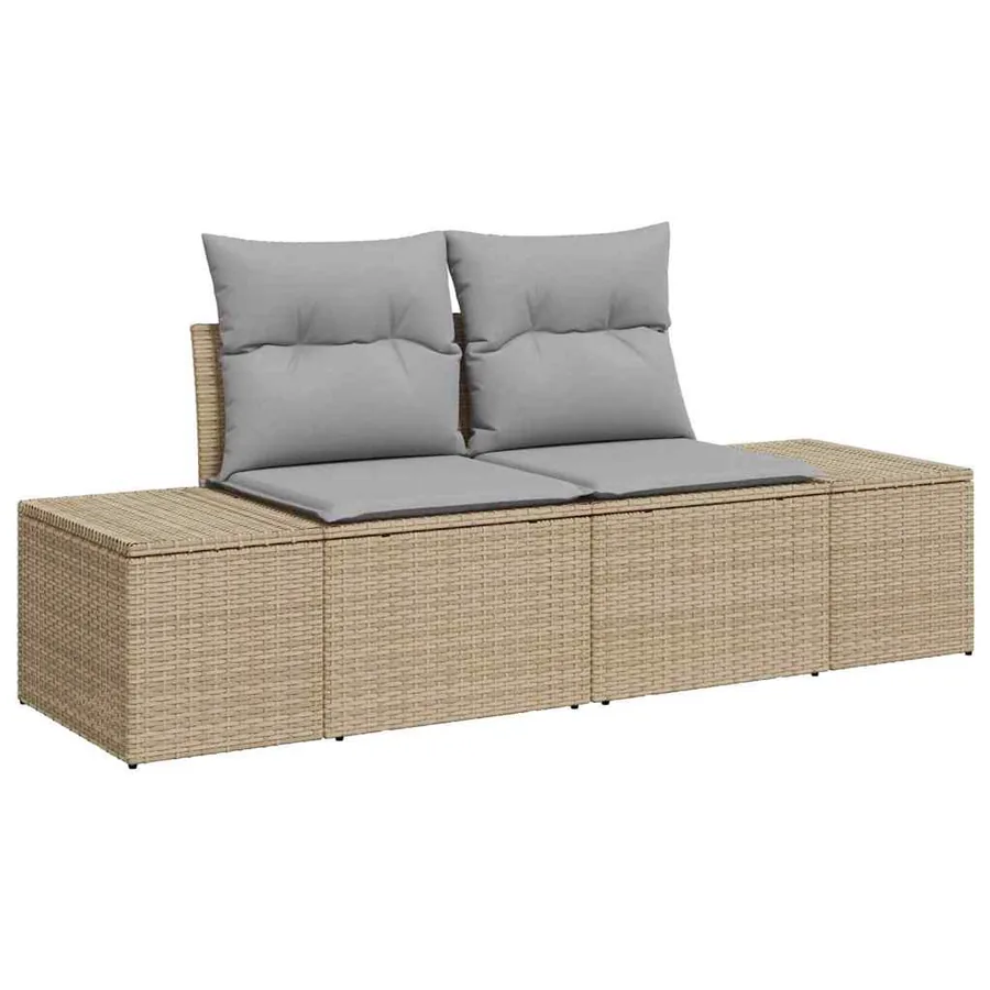 Ensemble de canapé de jardin 8 pcs Beige Poly rotin - 4