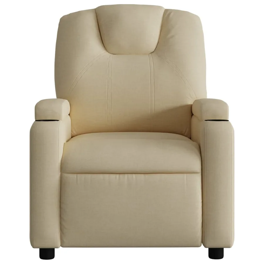 Fauteuil inclinable en tissu crème - 6