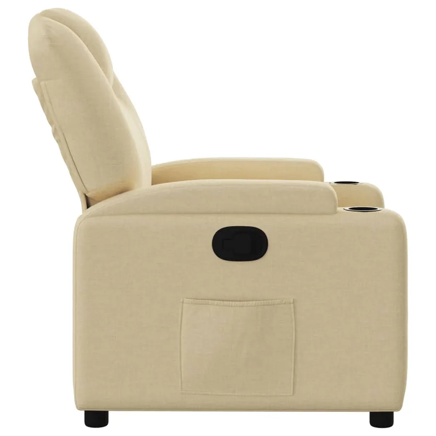 Fauteuil inclinable en tissu crème - 7