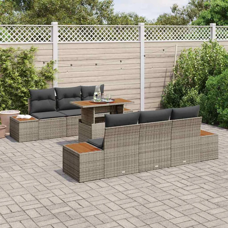 Ensemble de canapé de jardin 7 pc Gris et marron - 3