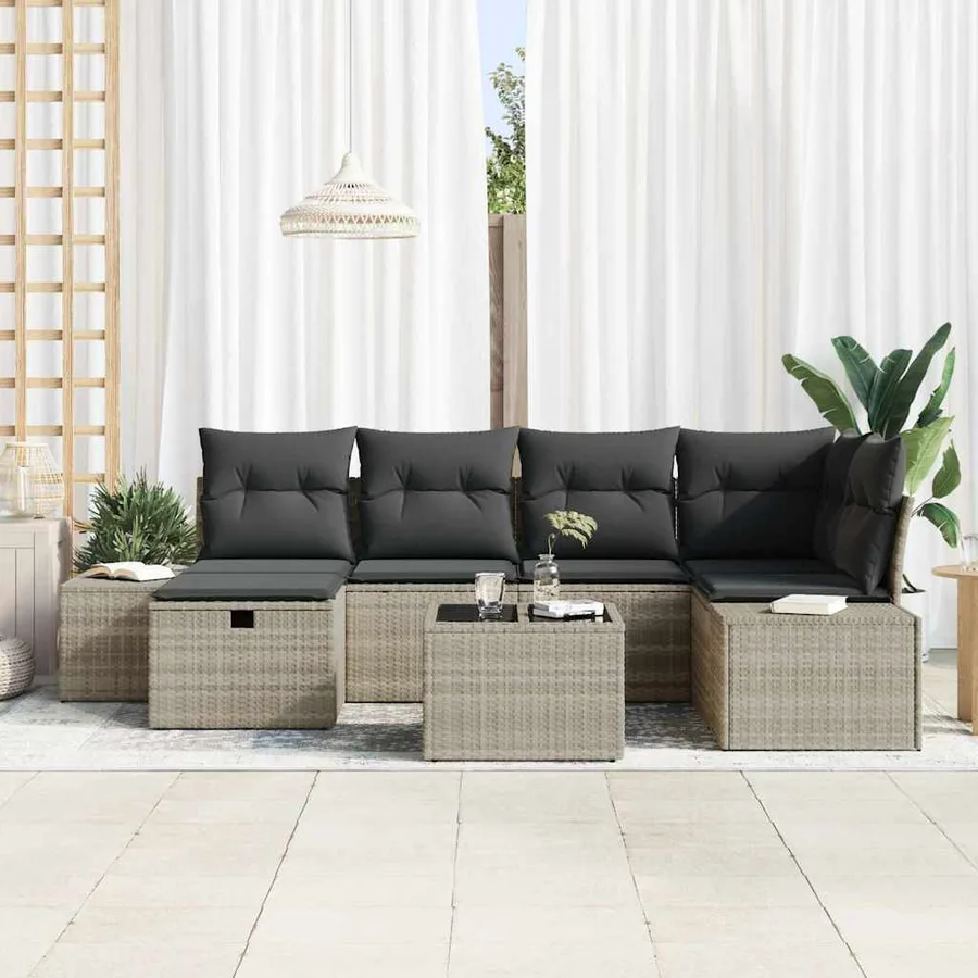 Ensemble de Canapés avec coussin 6 pcs polyrotin - 3