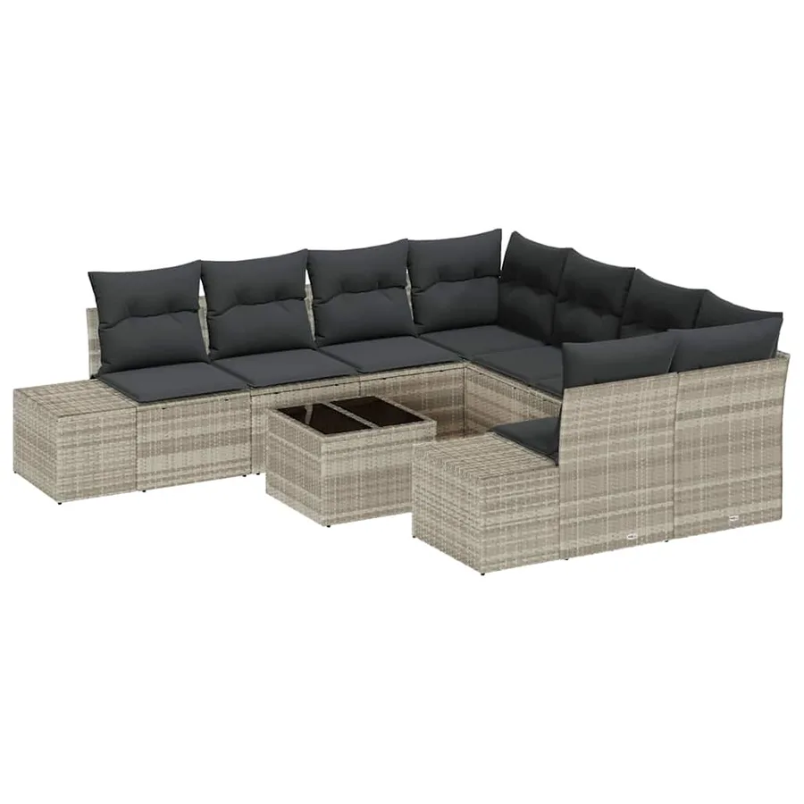 Ensemble de canapé de jardin 9 pcs Gris clair et gris foncé - 2