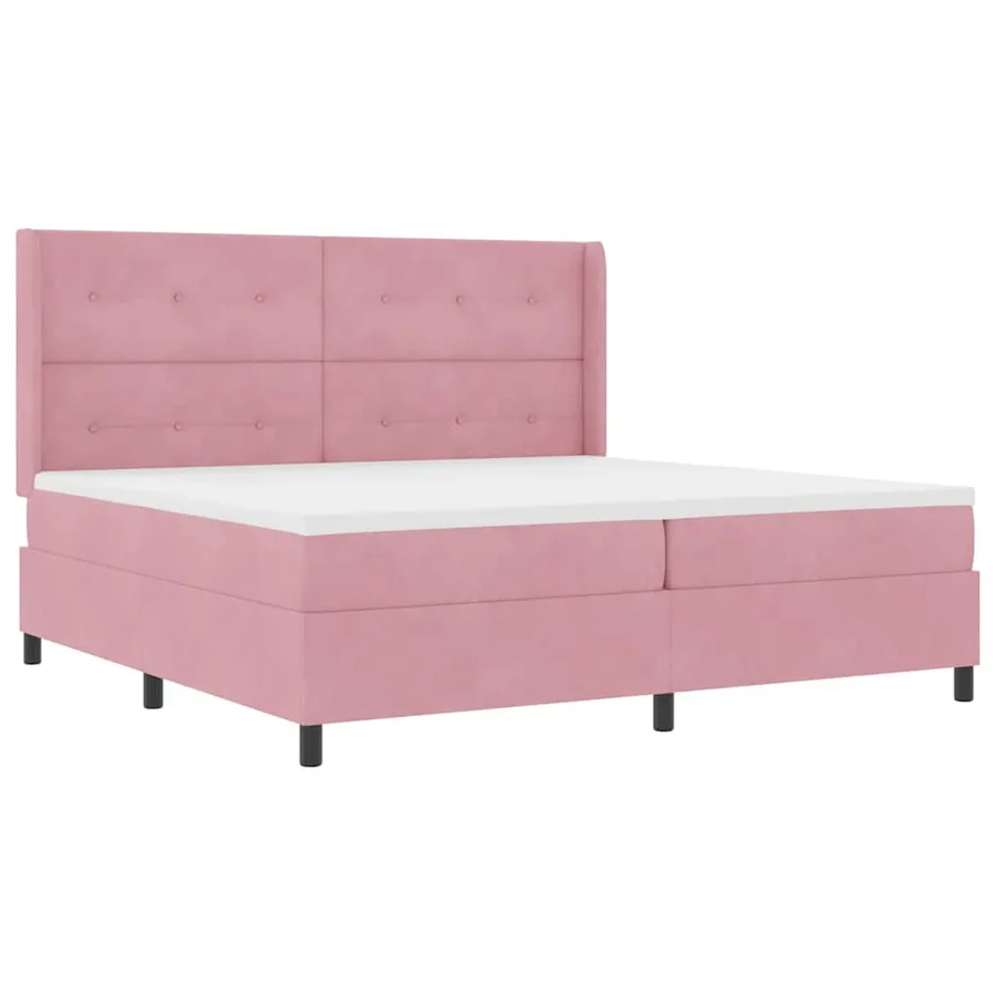 Lit à ressorts avec bandes LED Rose 200 x 200 cm Velours - 2