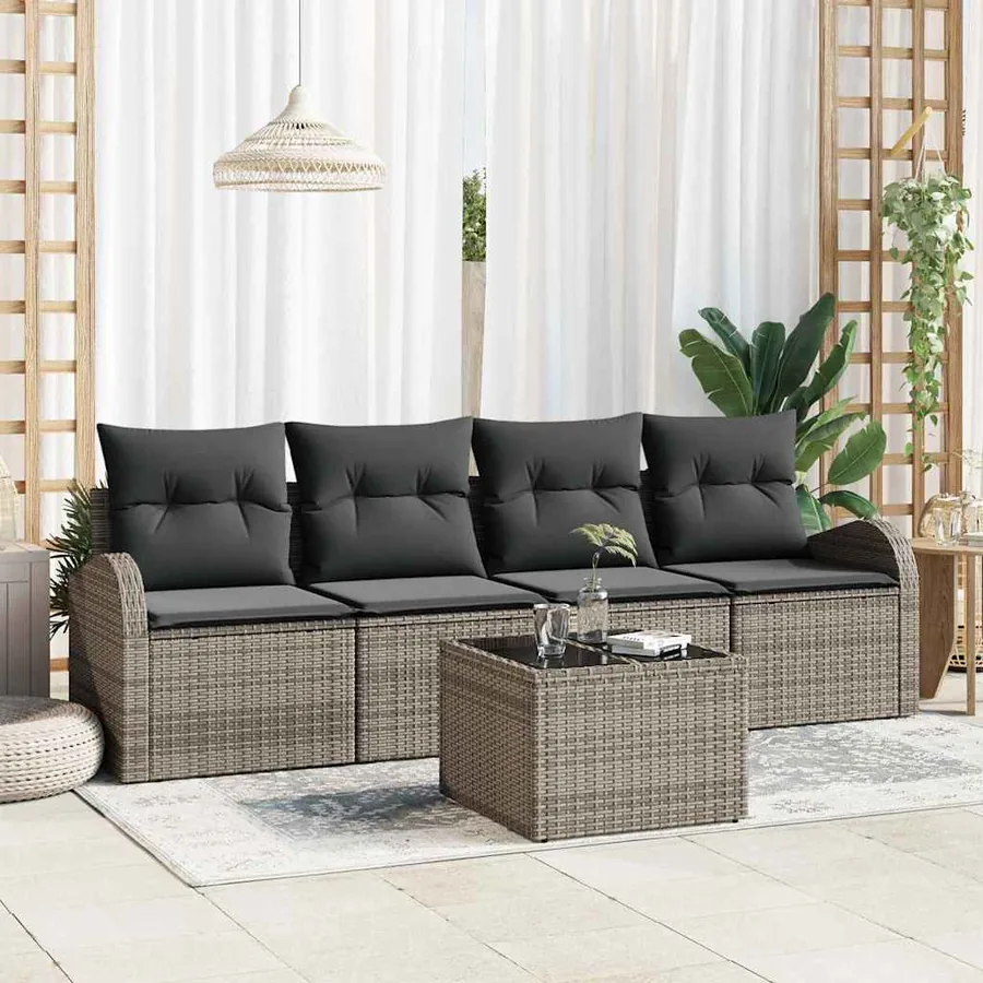 Ensemble de canapé de jardin Gris 55 x 55 x 37 cm polyrotin