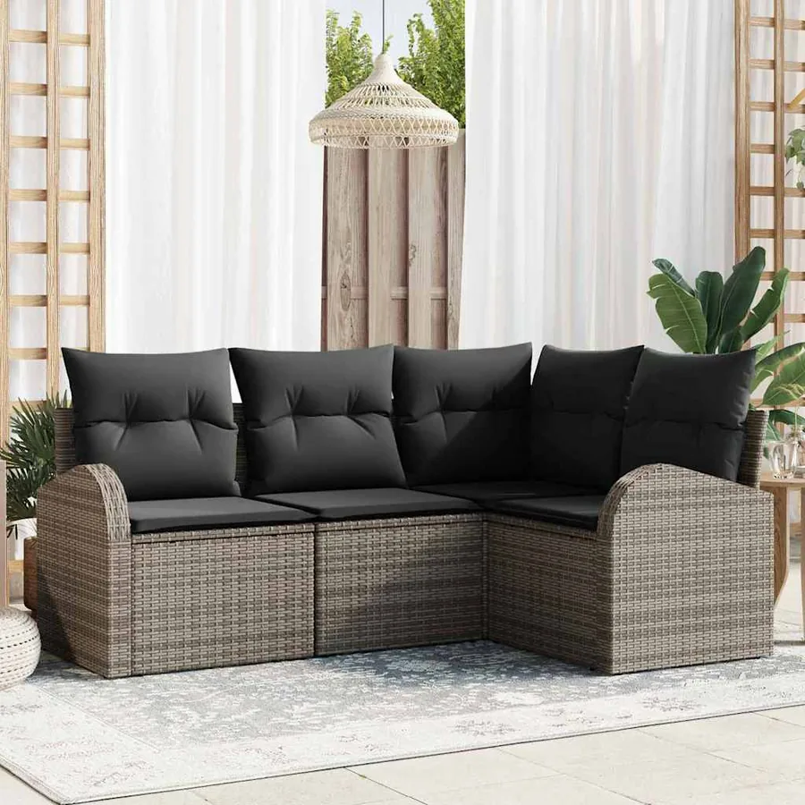 Ensemble de canapé de jardin Gris polyrotin