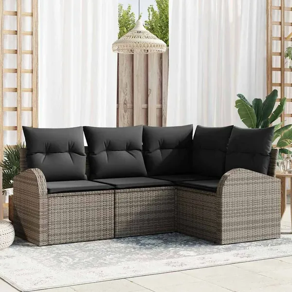 Ensemble de canapé de jardin Gris polyrotin