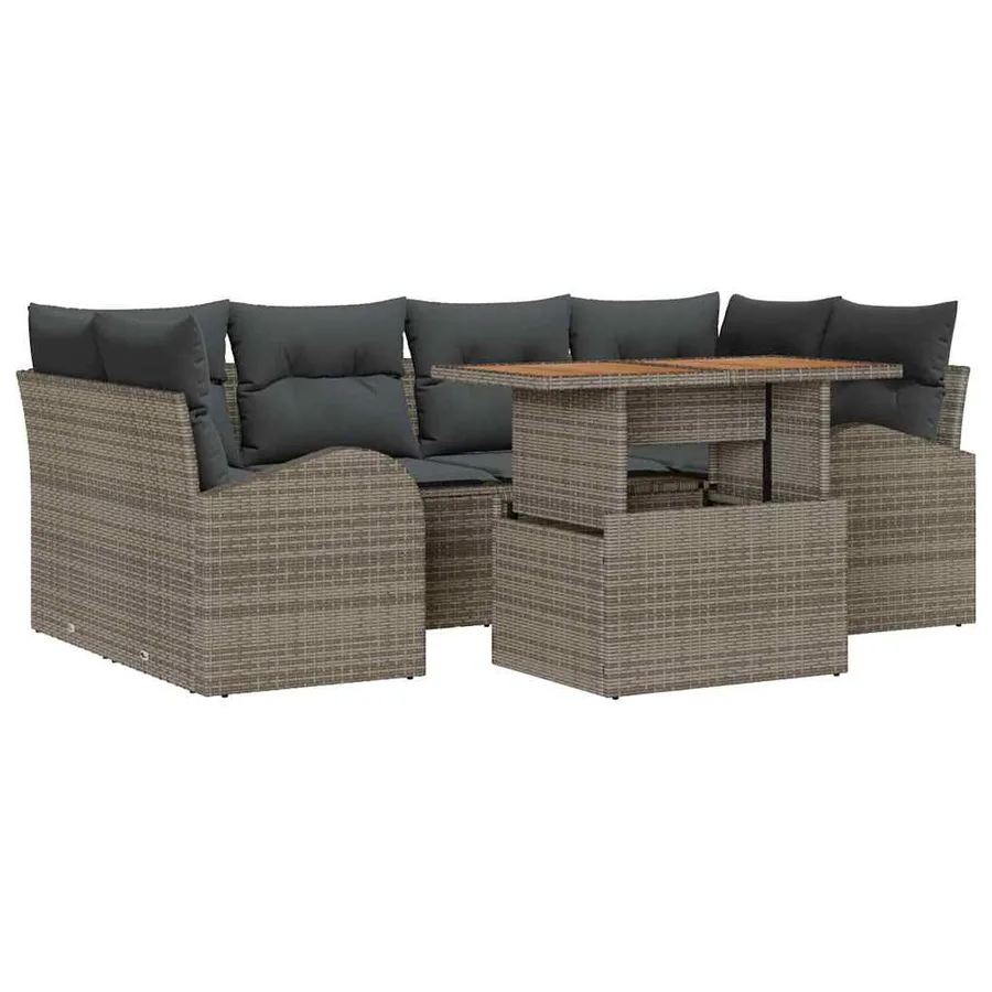 Ensemble de canapé de jardin avec coussin 7 pcs Gris - 2