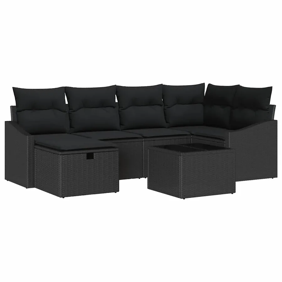 Ensemble de Canapés avec coussin 7 pcs polyrotin - 2