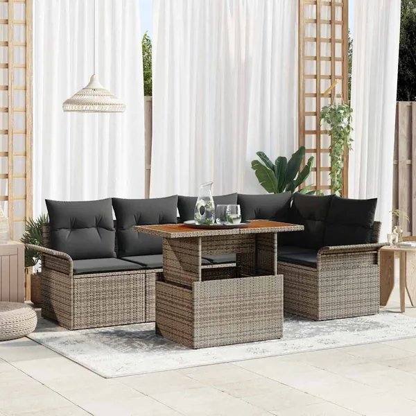 Ensemble de canapé de jardin avec coussin 6 pcs Gris