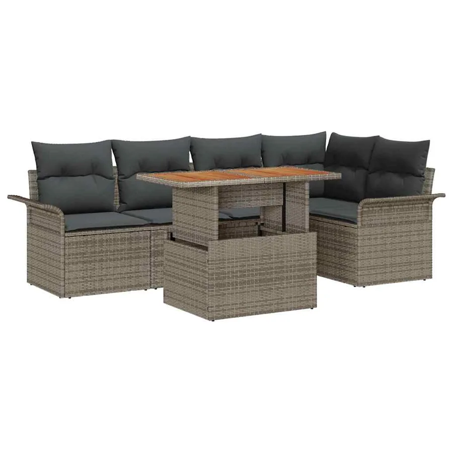 Ensemble de canapé de jardin avec coussin 6 pcs Gris - 2