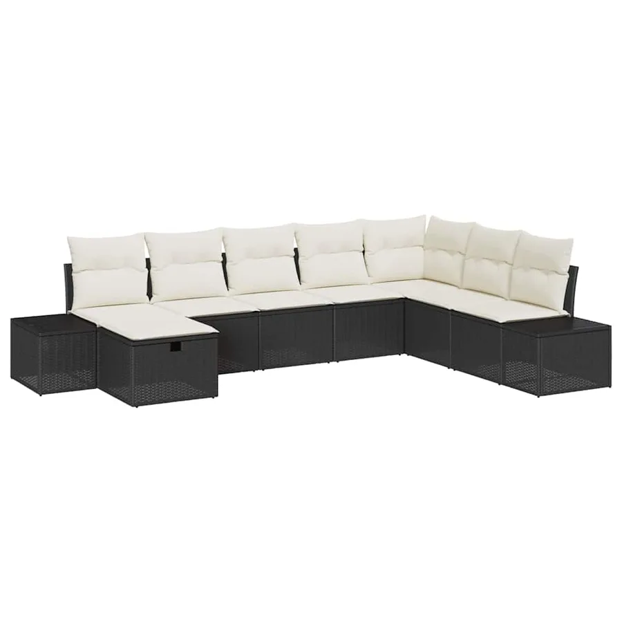 Ensemble de canapé de jardin avec coussin 8 pcs Noir polyrotin - 2