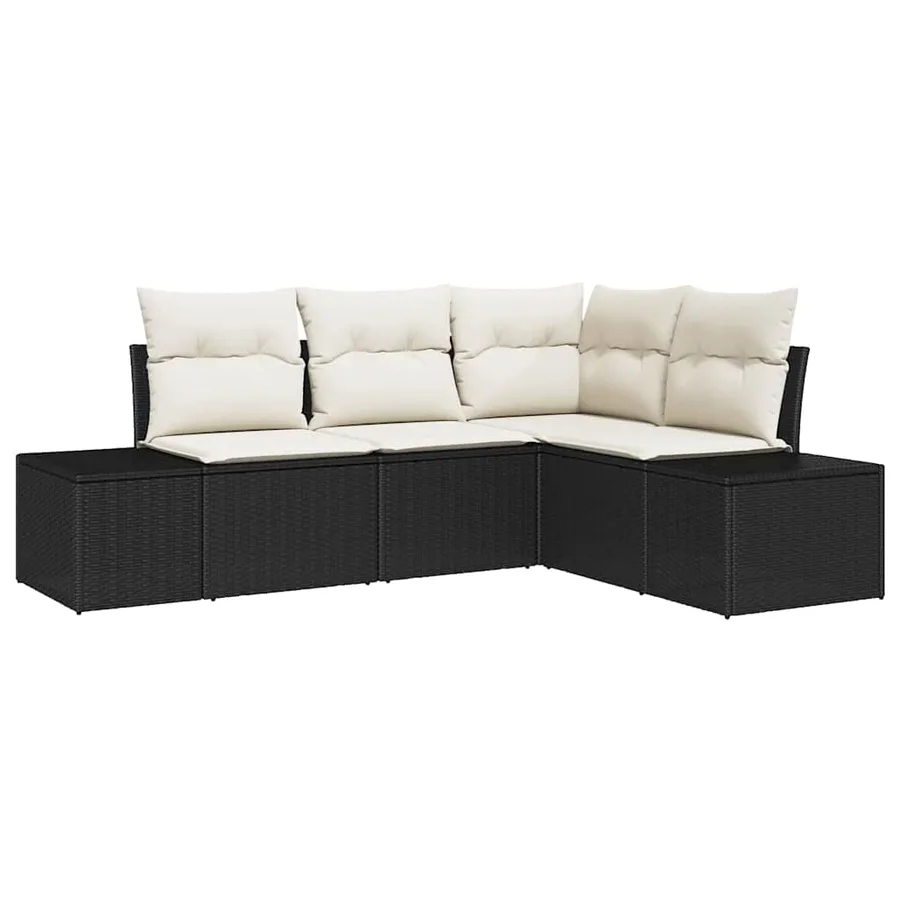 Ensemble de canapé de jardin 4 pcs Noir polyrotin - 2