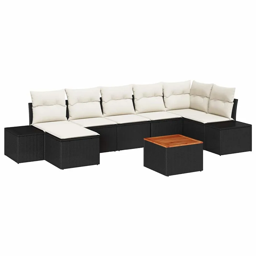Ensemble de canapé de jardin avec coussin 8 pcs Noir polyrotin - 2