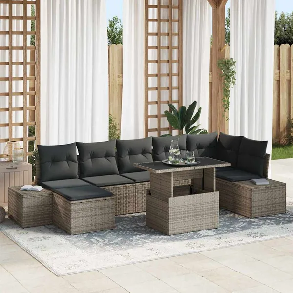 Ensemble de canapé de jardin avec coussin 8 pcs Gris
