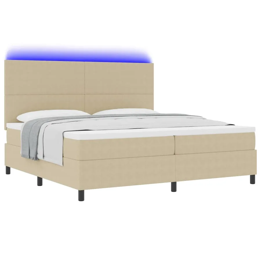 Lit à ressort LED Gris clair et blanc 200 x 200 cm - 3