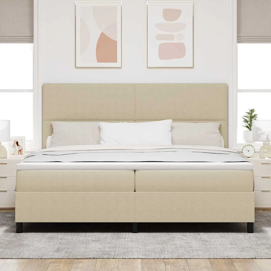 Lit à ressort LED Gris clair et blanc 200 x 200 cm - 4