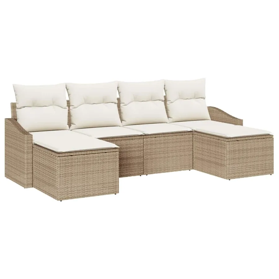 Ensemble de salle à manger pour jardin 6 pcs Beige et crème - 2