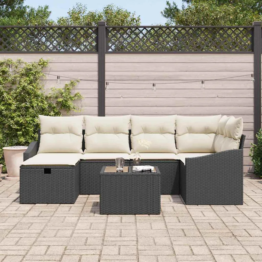 Ensemble de Canapés avec coussin 6 pcs polyrotin - 3