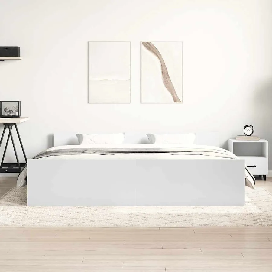 Cadre de lit sans matelas blanc 200x200 cm - 3