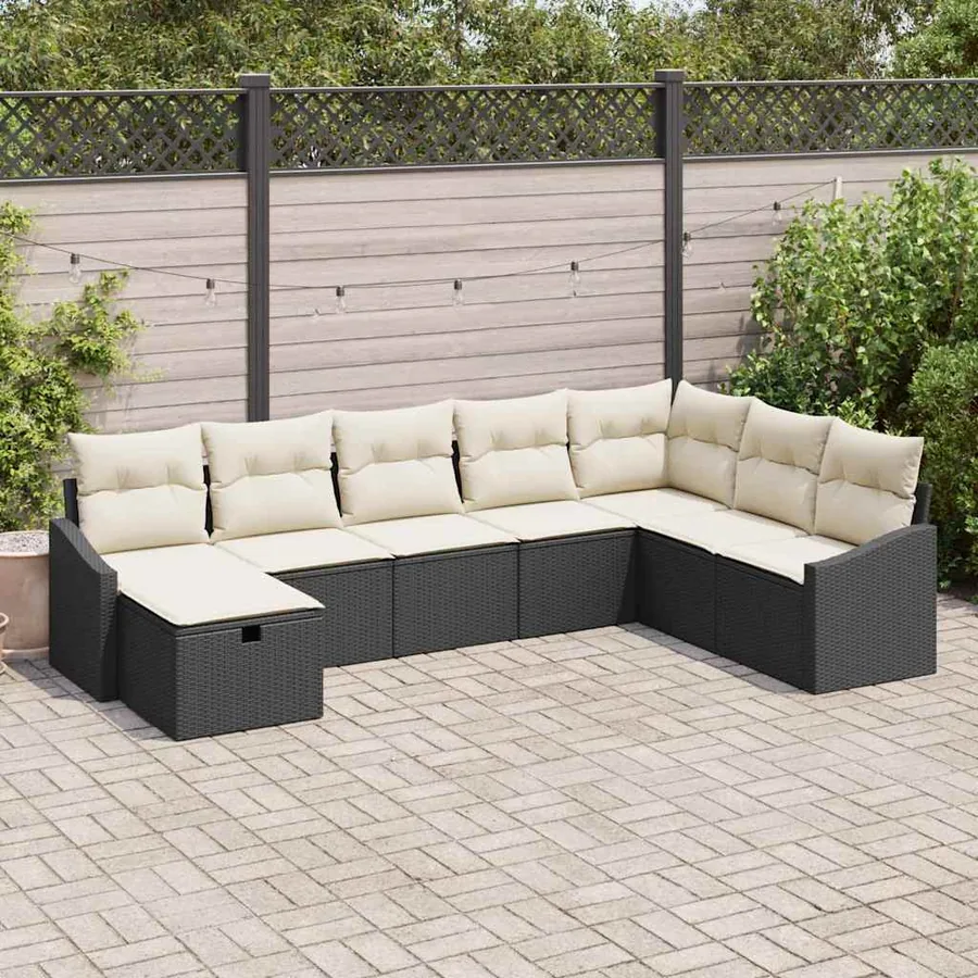 Ensemble de Canapés avec coussin 9 pcs polyrotin