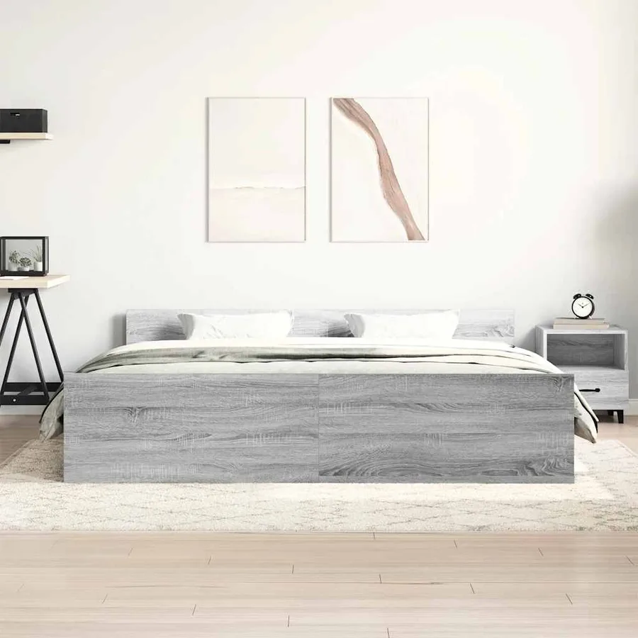 Cadre de lit sans matelas sonoma gris 200x200 cm - 3