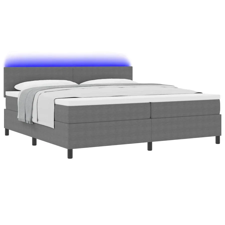 Lit à ressort LED Gris clair et blanc 200 x 200 cm - 3