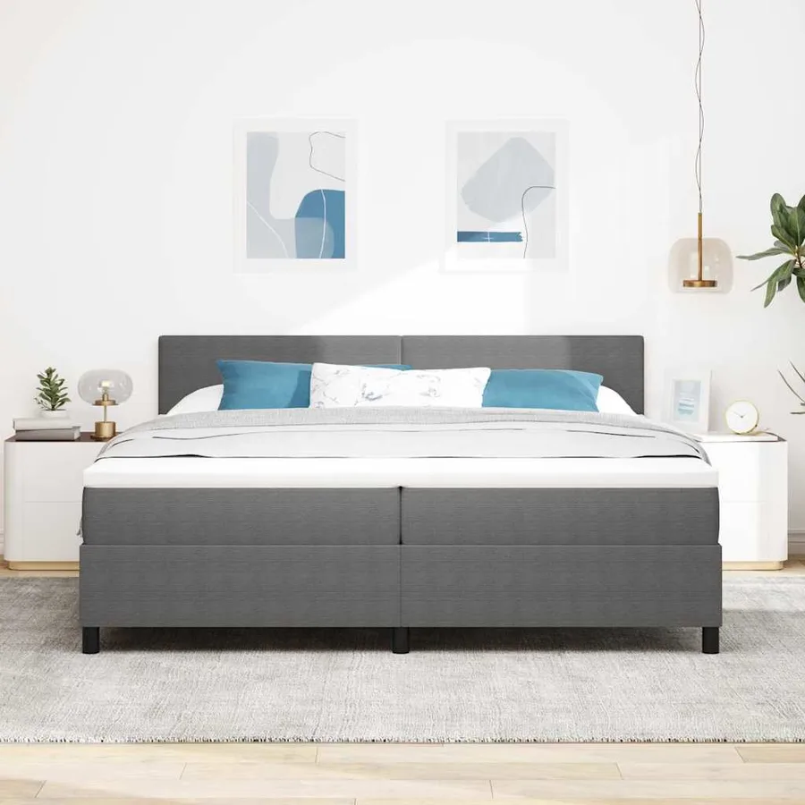 Lit à ressort LED Gris clair et blanc 200 x 200 cm - 4