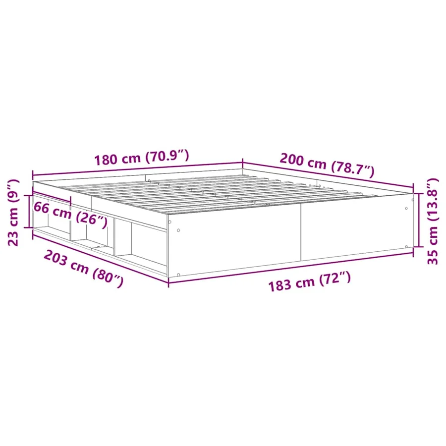 Cadre de lit sans matelas blanc 180x200 cm - 10