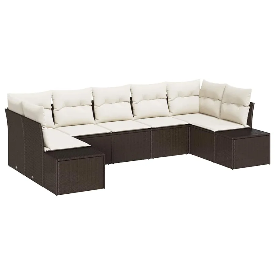 Ensemble de canapé de jardin 7 pcs Marron polyrotin - 2