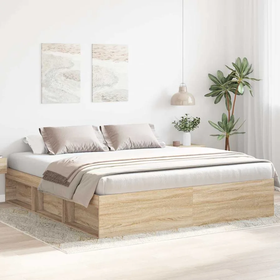 Cadre de lit sans matelas chêne sonoma 180x200 cm