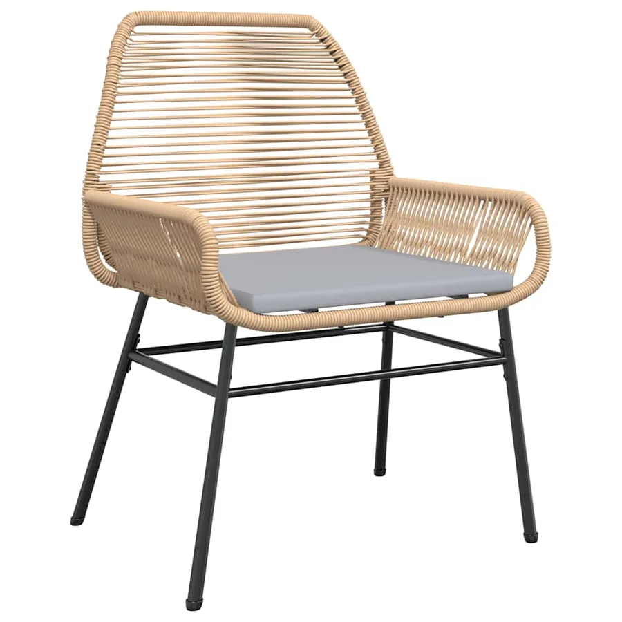 Ensemble à manger jardin coussins 5pcs marron poly rotin verre - 4